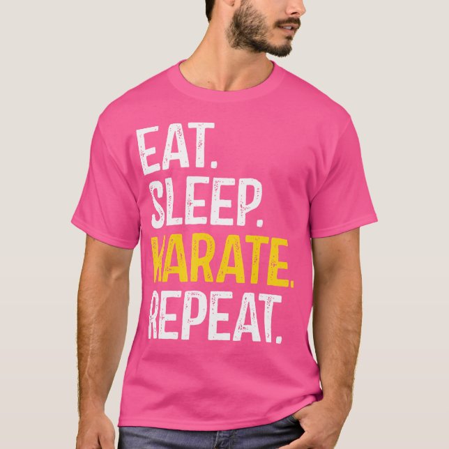 T-shirt Eat Sleep Karate Répéter Karate Fighter (Devant)