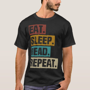 T-shirt Eat Sleep Lire Répéter Lecture Vintage Librairie L