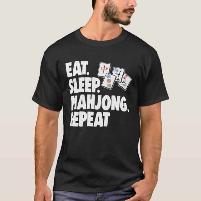 T-shirt Eat Sleep Mahjong Repea Women Game (Devant)