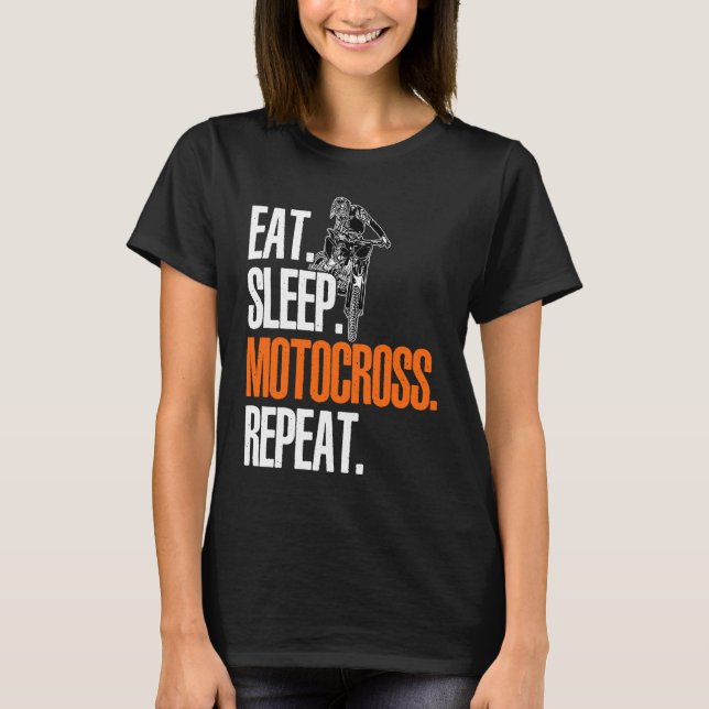 T-shirt Eat Sleep Motocross Repeat Dirt Bker Motorcycle En (Devant)