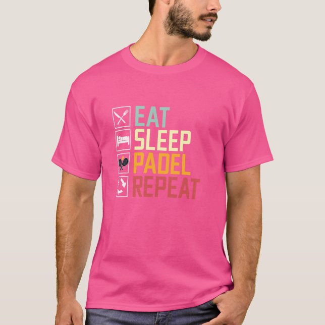 T-shirt Eat Sleep Padel Répéter Padel Tennis Racket Sports (Devant)