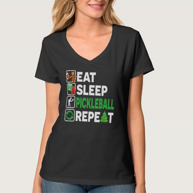 T-shirt Eat Sleep Pickleball Repeat Christmas Pajama  Men  (Devant)