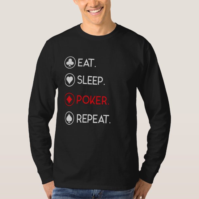T-shirt Eat Sleep Poker Répéter Cardsharp (Devant)