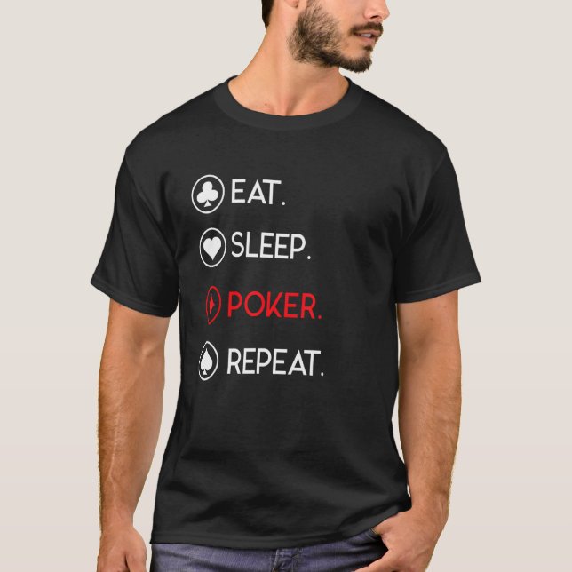 T-shirt Eat Sleep Poker Répéter Cardsharp (Devant)