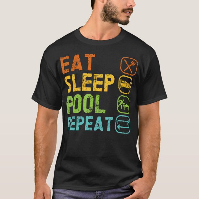 T-shirt Eat Sleep Pool Repeat Balls Pool Snooker Player Bi (Devant)