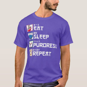 T-shirt Eat Sleep Puroresu Repeat Japanese Wrestling Premi