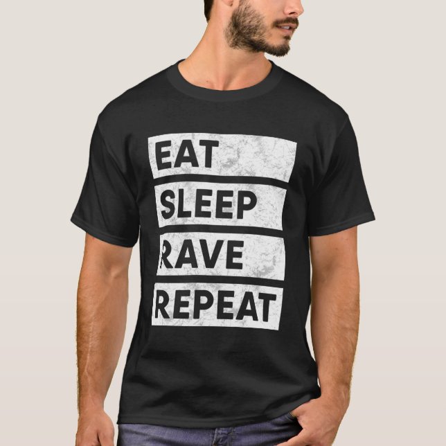 T-shirt Eat Sleep Rave Répéter Edm (Devant)