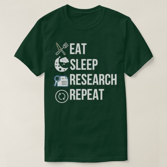 T-shirt Eat Sleep Research Répéter Retro Grunge Funny Text (Design devant)