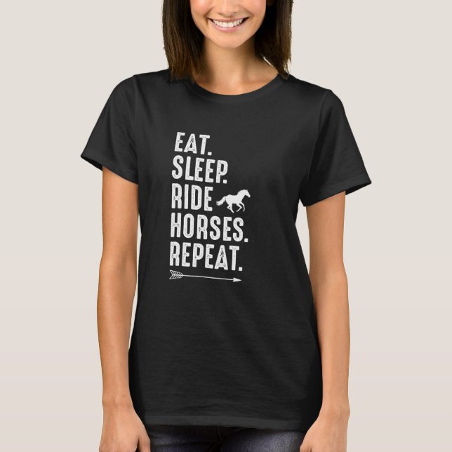 T-shirt Eat Sleep Ride Horses Repeat Equestrian Farmer Hor (Devant)