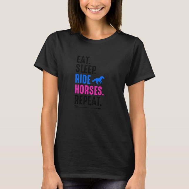 T-shirt Eat Sleep Ride Horses Repeat Equestrian Farmer Hor (Devant)