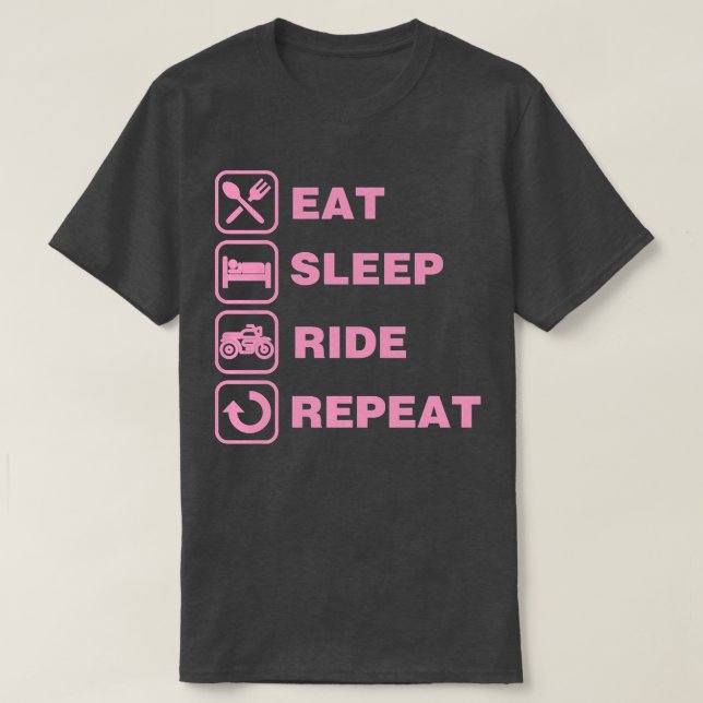 T-shirt Eat Sleep Ride Repeat Motorcycle Biker   (Design devant)