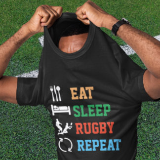 T-shirt Eat Sleep Rugby Répéter Sport Dark Version