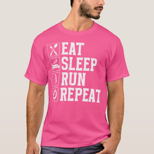 T-shirt Eat Sleep Run Repeat Funny Running Runner (Devant)