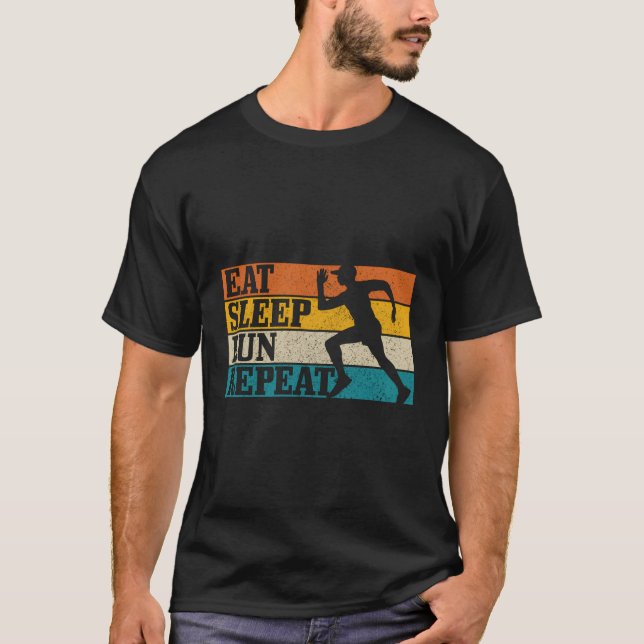 T-shirt Eat Sleep Run Répéter Marathon Runner Sprin (Devant)