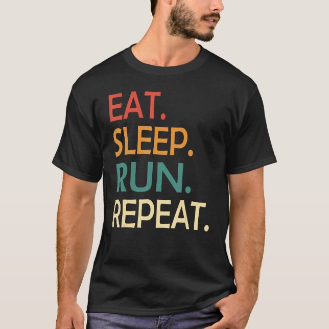 T-shirt Eat Sleep Run Répéter Runner Outfit Disant (Devant)