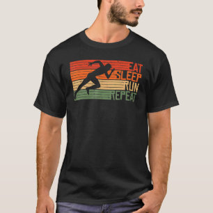 T-shirt Eat Sleep Run Répéter Vintage Retro