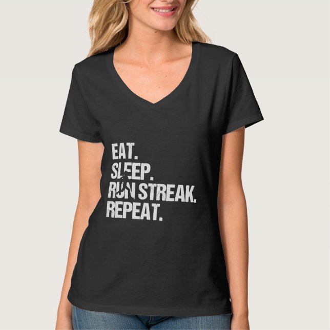 T-shirt Eat Sleep Run Streak Running Marathon (Devant)