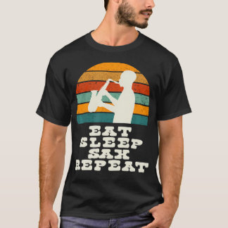 T-shirt Eat Sleep Sax Repeat Vintage Sunset And Saxophone 