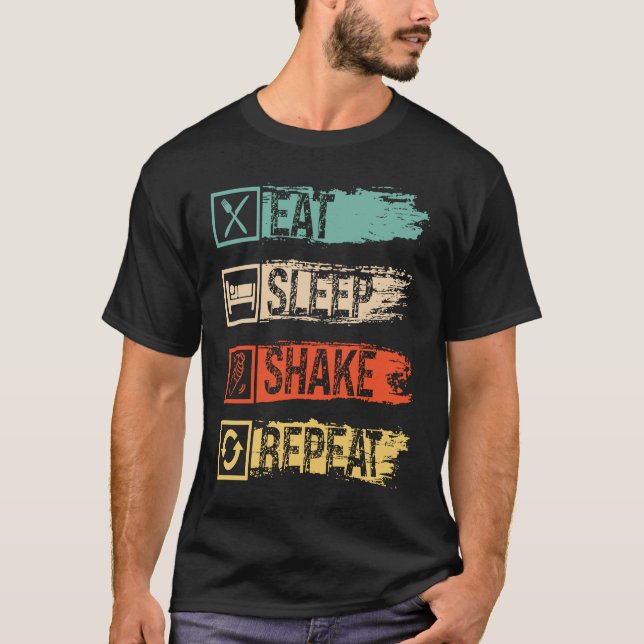 T-shirt Eat Sleep Shake Repeat Beverages Bartender (Devant)