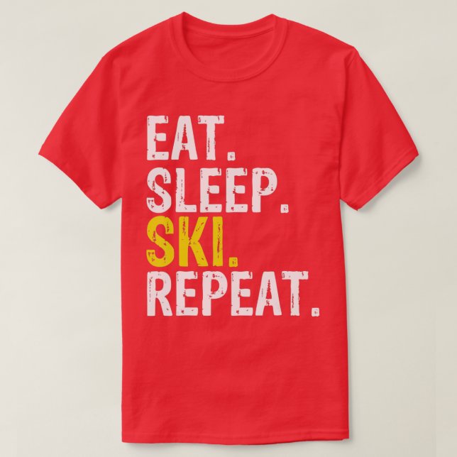 T-shirt Eat Sleep Ski Repeat Gift Skiing  (Design devant)
