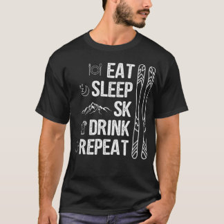 T-shirt Eat Sleep Ski Ski Ski Domaine pistes Call Winter S