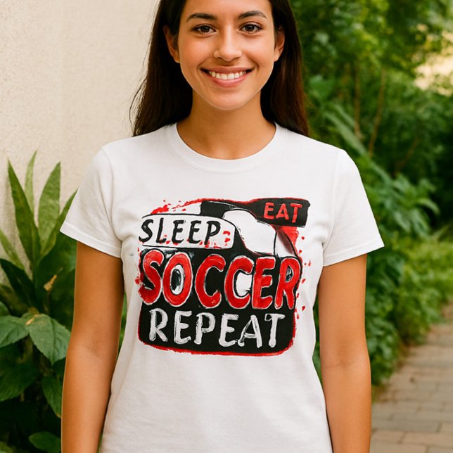 T-shirt Eat Sleep Soccer Répéter Chemise - Gras Rouge & No (Créateur téléchargé)