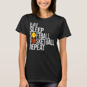 T-shirt Eat Sleep Softball Basketball Répétition Ball Jeu