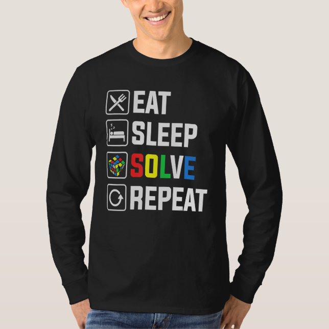T-shirt Eat Sleep Solve Repeat Cube Puzzle Speed Cubing (Devant)