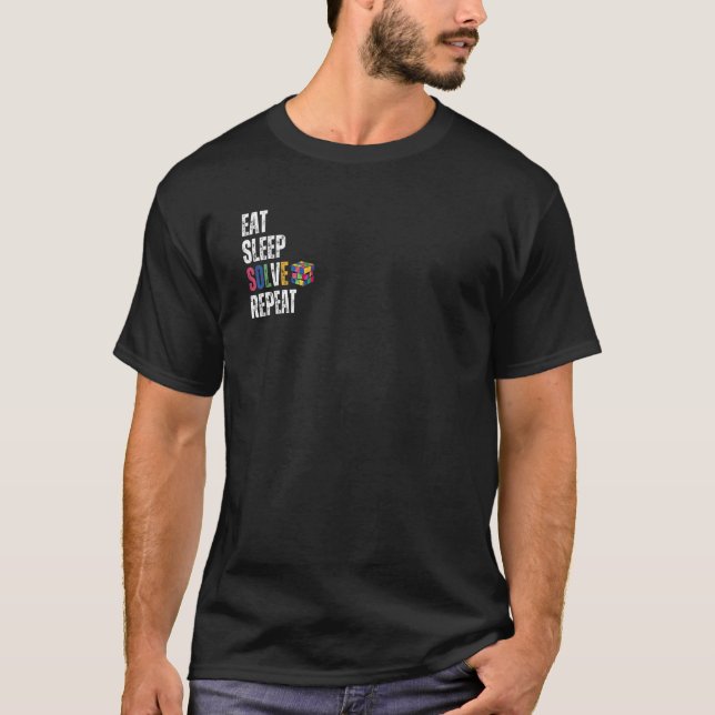 T-shirt Eat sleep solve repeat Math Speed Cubing Puzzle lo (Devant)