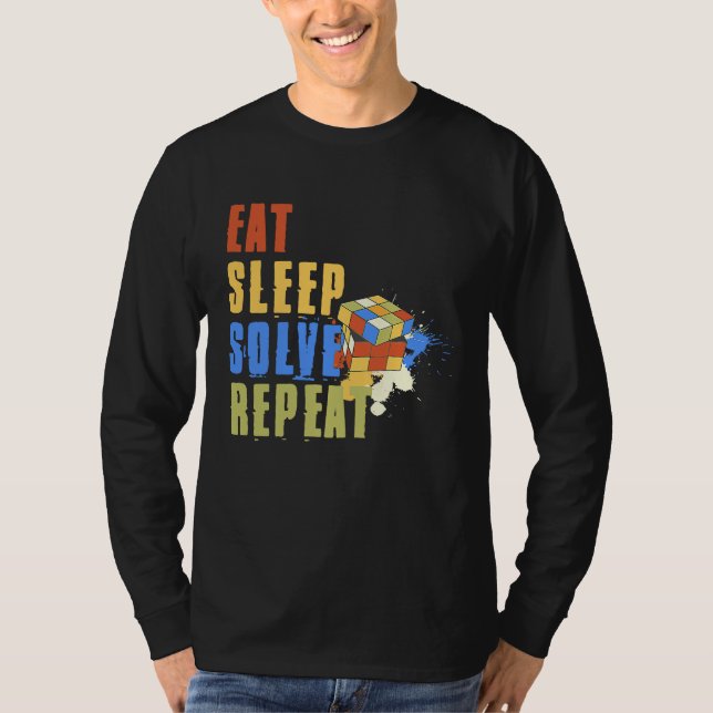 T-shirt Eat Sleep Solve Repeat  Solve Cube Puzzle Fun  8 (Devant)