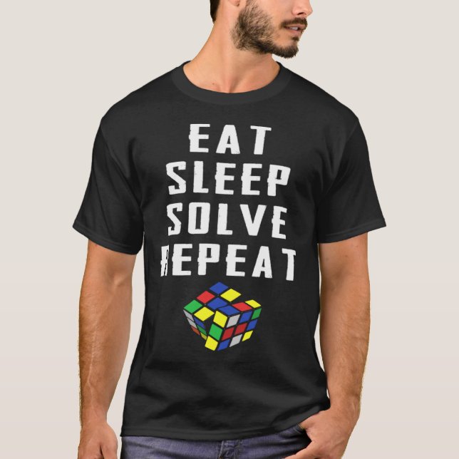 T-shirt Eat Sleep Solve Repeat Speed Cubing Puzzle Cube (Devant)