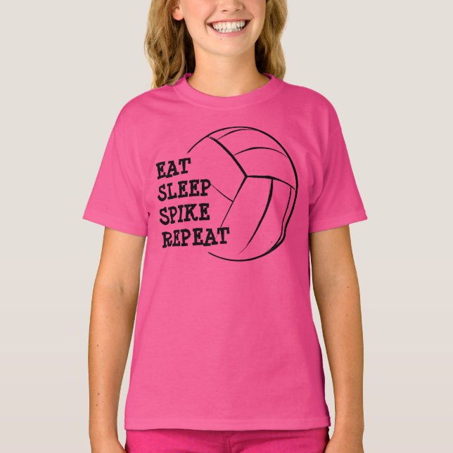 T-shirt Eat Sleep Spike Répéter Volleyball Raglan Chemise (Devant)