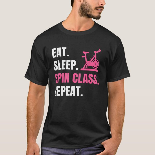 T-shirt Eat Sleep Spin Répéter le cycle intérieur Stati en (Devant)