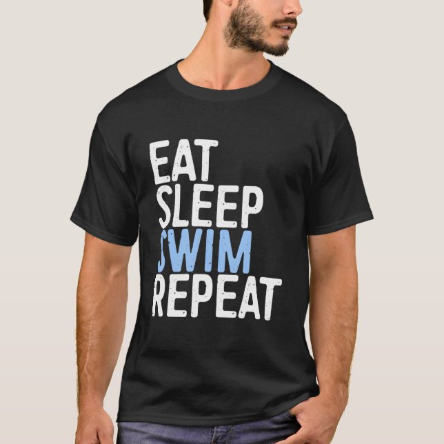 T-shirt Eat Sleep Swim Repeat Swimmer Gif (Devant)
