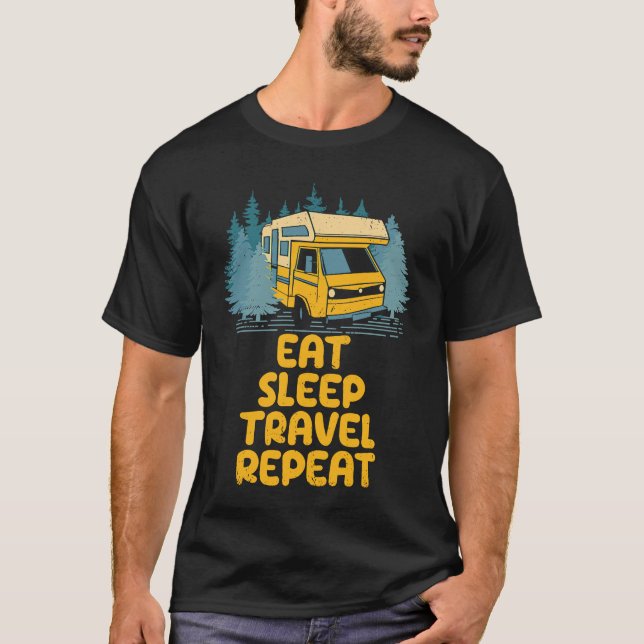 T-shirt Eat Sleep Travel Repeat  Traveler Humor Travel (Devant)