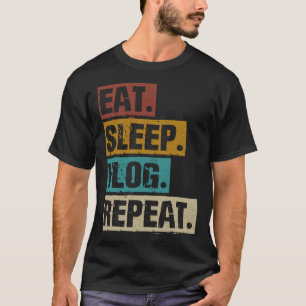 T-shirt Eat Sleep Vlog Répéter Retro Vintage Vlogging Vlog