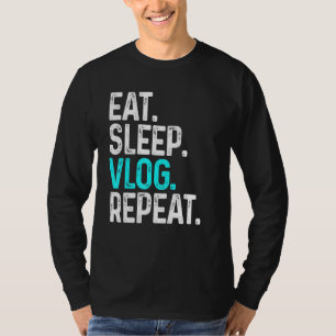 T-shirt Eat Sleep Vlog Répéter Vlogging Vidéo Enregistreme