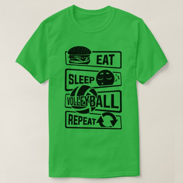 T-shirt Eat Sleep Volleyball Repeat Ball Sports Team (1) (Design devant)