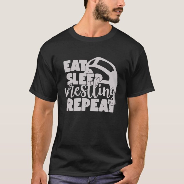 T-shirt Eat Sleep Wrestling Repeat Cute for Mom (Devant)