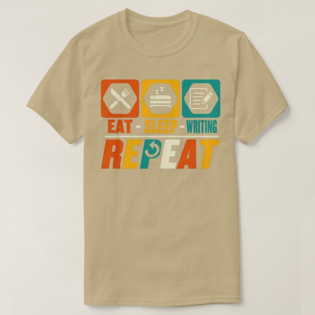 T-shirt Eat Sleep Writing Repeat Funny Editor Author Write (Design devant)