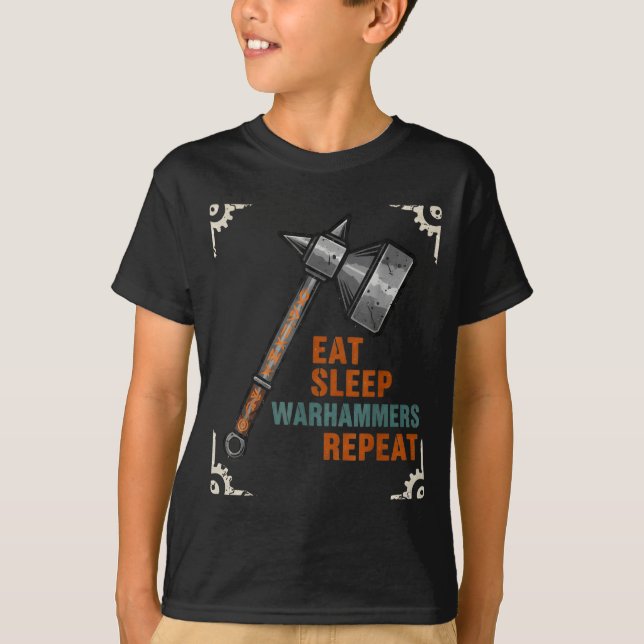 T-shirt Eat Sleeps Warhammers Repeats Tee For Men Women Bo (Devant)
