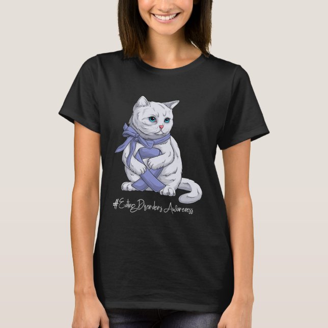 T-shirt Eating Disorders Awareness Month Orange Ribbon Cat (Devant)