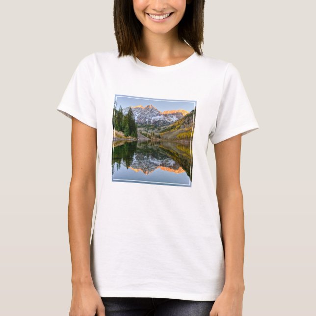 T-shirt Eau | Maroon Bells Lake Aspen Trees (Devant)