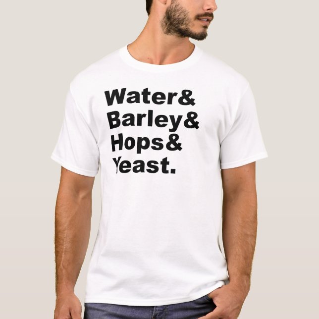 T-shirt Eau & Orge & Houblon & Levure | Ingrédients de Biè (Devant)