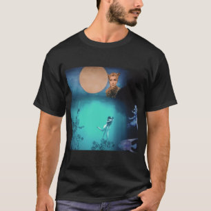 T-shirt Eau profonde & pleine lune jaune