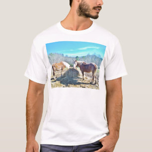 T-shirt Ébauche secourue Chevaux mangeant foin