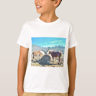 T-shirt Ébauche secourue Chevaux mangeant foin