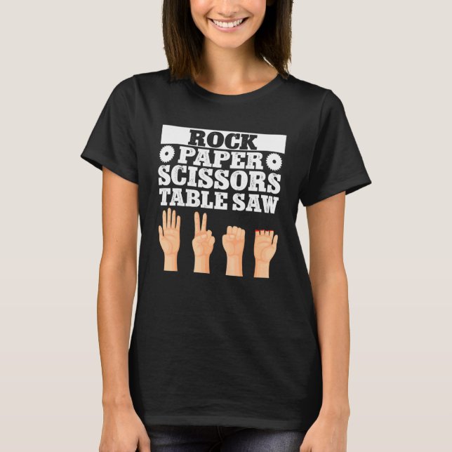 T-shirt Ébéniste Charpentier Pierre Papier Ciseaux Scie à  (Devant)