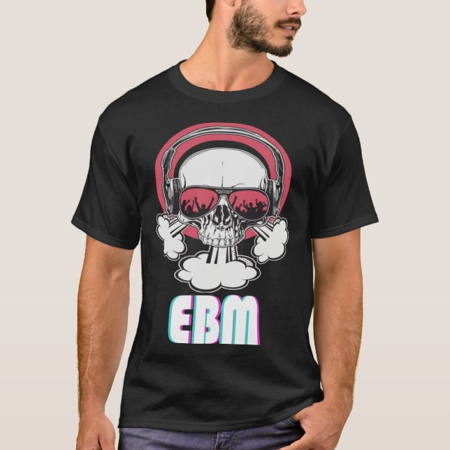 T-shirt EBM Disco Techno Trance Skull (Devant)