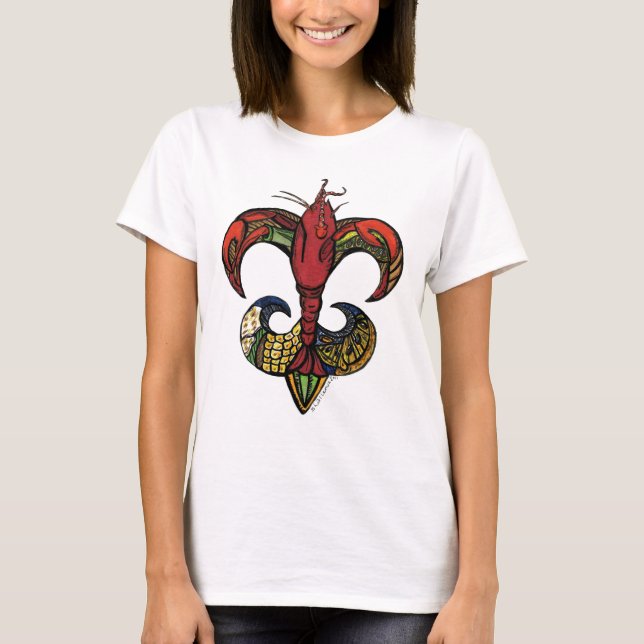 T-shirt Ébullition avec une écrevisse Fleur de Lis (Devant)